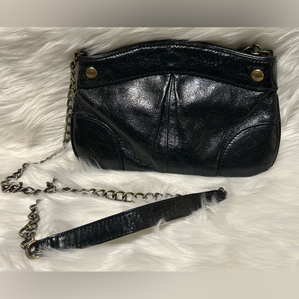 HOBO International Elegant Black Leather Chain Bag